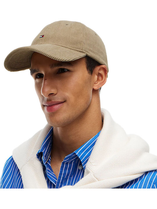 Tommy Jeans Кадифена Бейсболна Шапка с Лого Flag Мъжки Бежов Am0am14530-ag3
