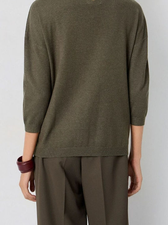 Women's Sweater with 3/4 Sleeve Khaki