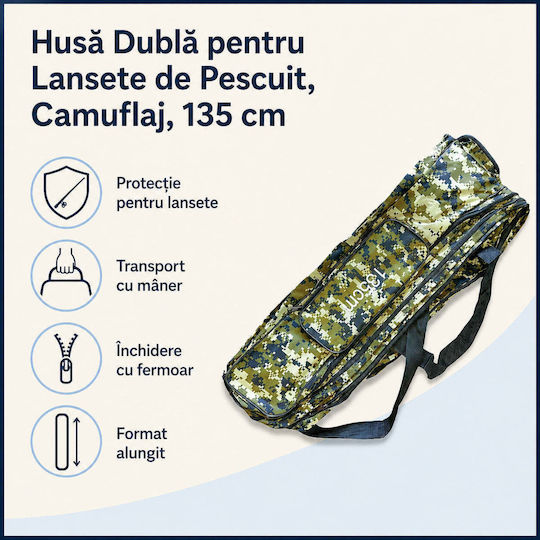 Double Rod Case Fishing Rods Camouflage 135 Cm