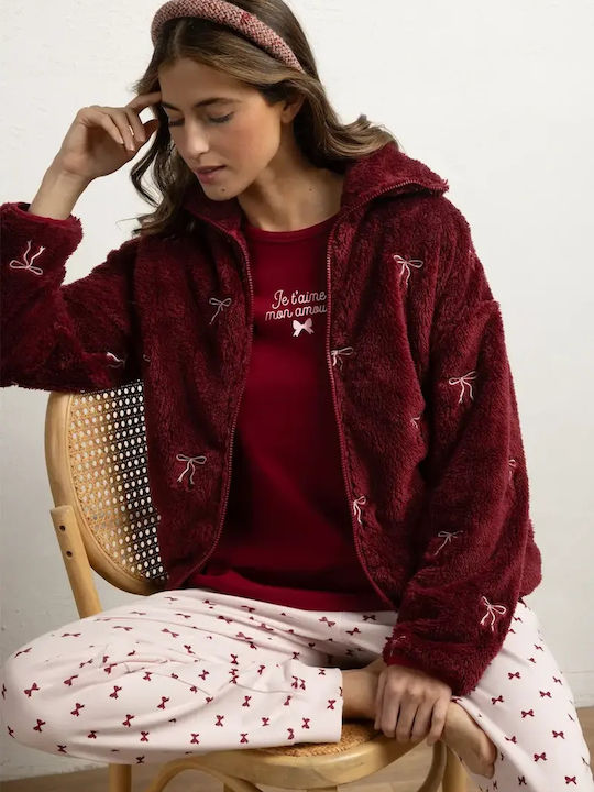 Admas Admas Damen Schlafanzug & Pyjamas Winter Burgundisch/Rosa Admas Admas Damen Schlafanzug & Pyjamas Winter Burgundisch/Rosa