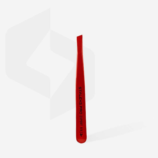Staleks Augenbrauenpinzette mit Schräger Spitze Rot
