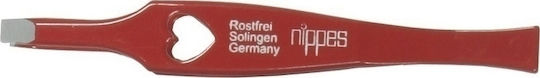 Nippes Solingen Eyebrow Tweezer with Straight Nose 749 Topinox Red Red