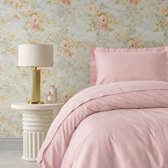 Cottonbox Set Huse Pentru Pilote 160x220cm Simplă Cu Față De Pernă Și 1 Cearșaf Elegant Roz Pudrat