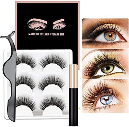 3D Effect False Eyelashes Kit Magnetic Black