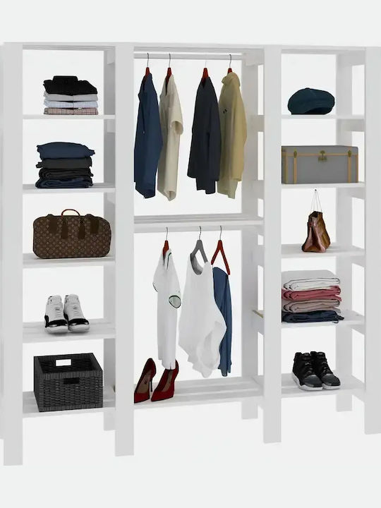 City Floor Coat Rack Wooden White 161.4x33.6x180cm