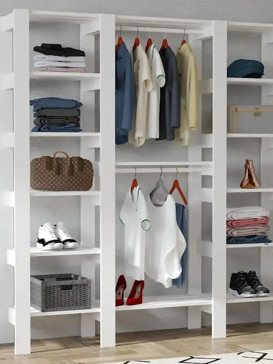 City Floor Coat Rack Wooden White 161.4x33.6x180cm