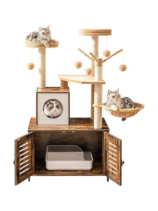 Hoobro Scratching Post Cat Tree Brown 70x48x132cm
