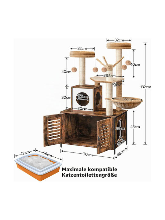 Hoobro Ονυχοδρόμιο Γατόδεντρο Καφέ 70x48x132εκ.