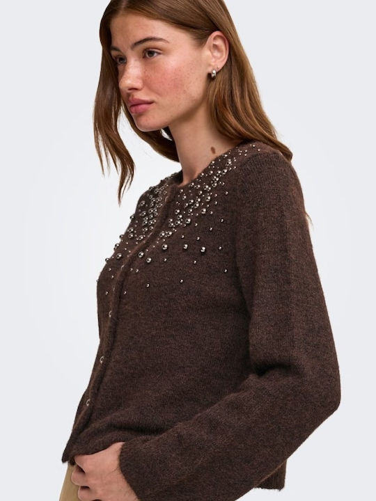 Kurze Gestrickte Damen Strickjacke Braun