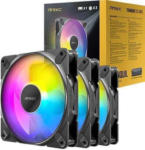 Antec TQ 12025 Ventilatoare pentru Carcasă (2000rpm / 64.02cfm) cu Iluminare ARGB și Conexiune 3-Pin / 4-Pin PWM 3 Bucăți