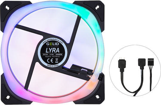 Gelid Solutions Lyra Вентилатор за кутия 140mm (1600rpm / 70cfm) с ARGB Осветление и Свързване 4-Pin PWM