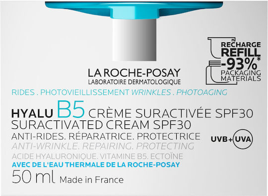 La Roche Posay Hyalu B5 Пълнител 72-Часов Хидратиращ И Противостареещ Крем За Лице Със SPF30 Срещу Несъвършенства С Хиалуронова Киселина 50ml