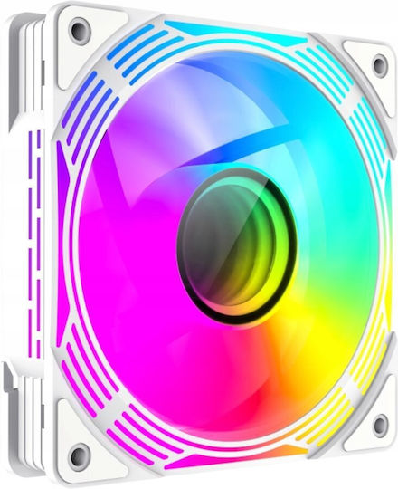 GameMax KF300R Обратен Перкa Вентилатор за Кутия 120mm (1600rpm / 44.35cfm) с ARGB Осветление и Свързване 4-изводна ШИМ 3бр Бял