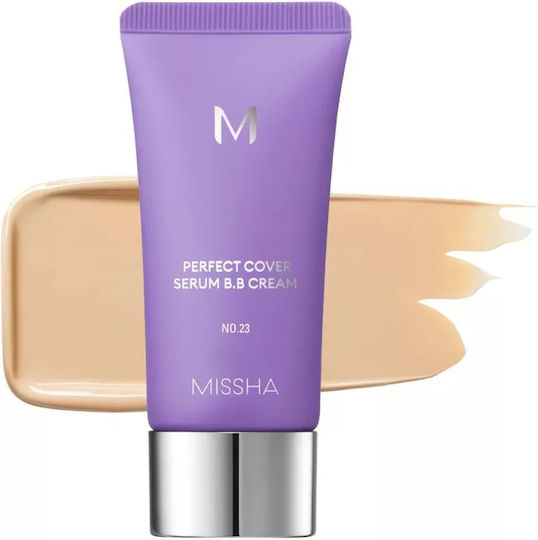 Missha Perfect Cover Serum BB #23 Natural Beige Face Day Cream with SPF50 for Moisturizing & Blemishes with Niacinamide 50ml