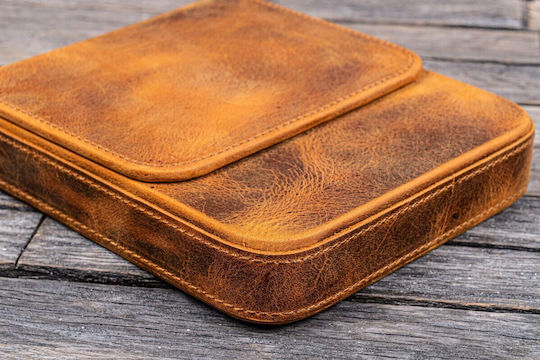 Galen Leather Magnum Opus 6 Slots Hard Pen Case Removable Pen Tray Crazy Horse Brown 8682431663171