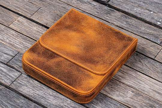 Galen Leather Magnum Opus 6 Slots Hard Pen Case Removable Pen Tray Crazy Horse Brown 8682431663171