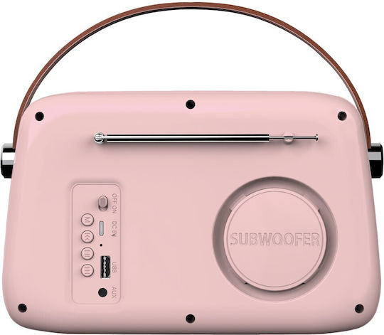 Savio RS-03 Handheld Radio mit Batterie mit Bluetooth und USB Rosa