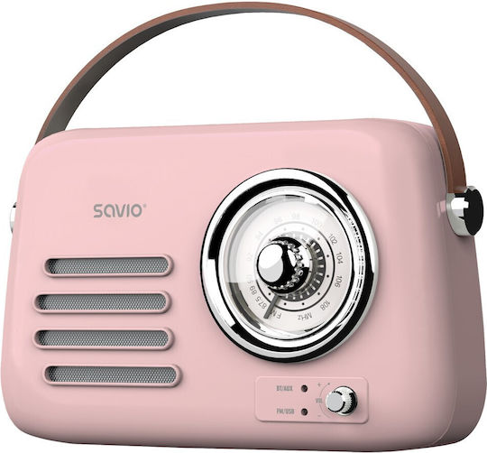 Savio RS-03 Handheld Radio mit Batterie mit Bluetooth und USB Rosa