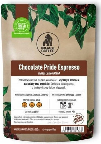 Ingagi Coffee Cafea Espresso Arabica Ciocolată Boabe 250g