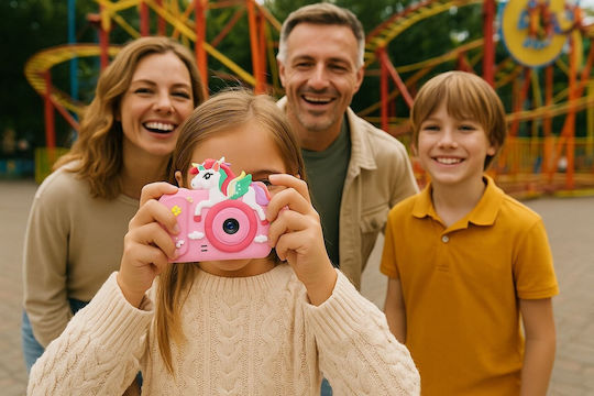 Xrec H05 Cameră Foto Pentru Copii 40MP Zoom Optic 4x Roz Unicorn
