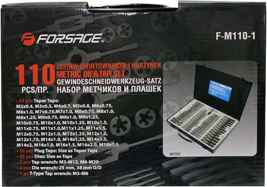 Forsage Handgewindebohrer und Gewindeschneider Set 110 Stück