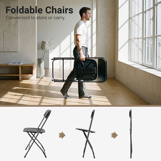 Metal Foldable Black Dining Chair 97.5x44x