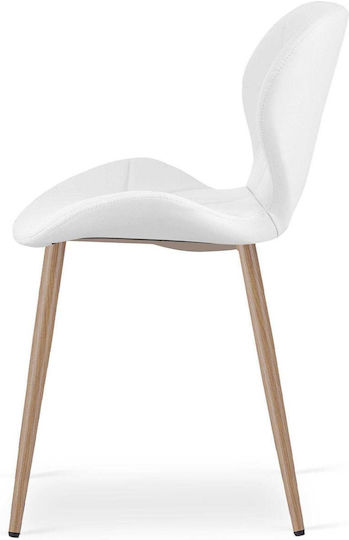 Dining Chair with Artificial Leather Upholstery White 52x47x46cm