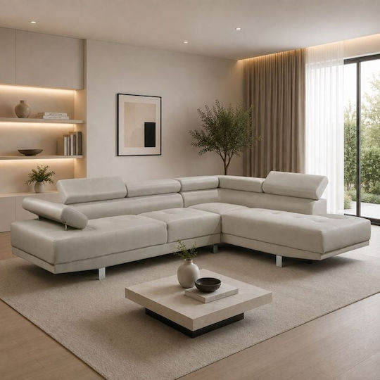 Corner Couch with Left Corner Beige 265x191x82 cm E989,4L