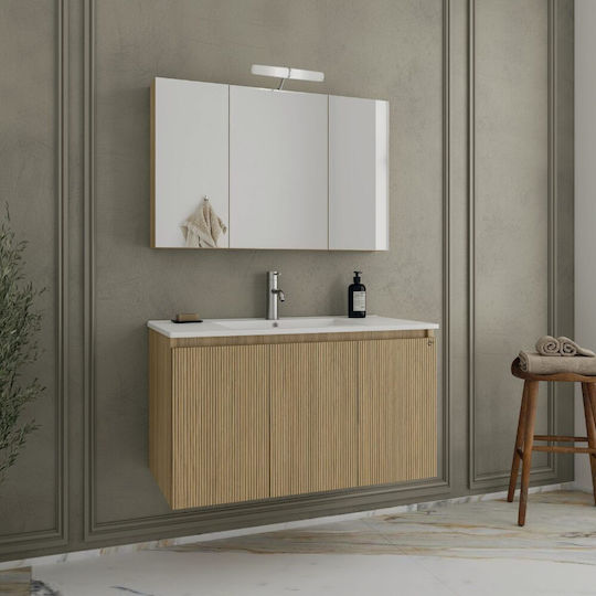 Drop Verona Πάγκος με Νιπτήρα με Φως Slavonia Oak