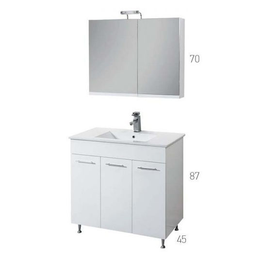 Mabo Apia Blat cu Lavoar Lac Mat L70xW45xH87cm Alb
