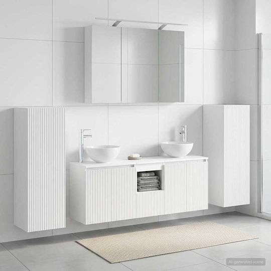 vidaXL Pangă Cu Lavoar Oglindă și Coloană M100xA14.5xÎ70cm Alb