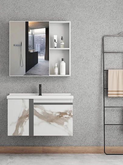 Polihome Countertop with Sink & Mirror Leuko Marmaro
