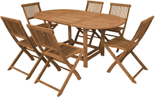 Set de masă pentru exterior 6 buc Maro Set de masă pentru exterior 6 buc Maro