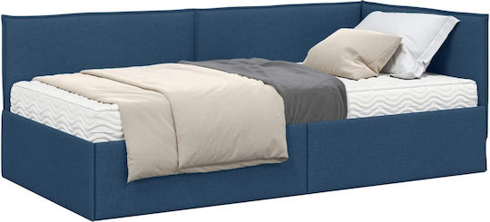 Einzelbett Mit Samt Blau Mit Lattenrost & Matratze 90x200cm