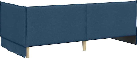 Einzelbett Mit Samt Blau Mit Lattenrost & Matratze 90x200cm