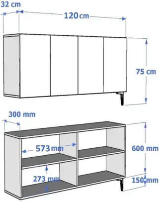 Wooden Sideboard Brown 120x30x75cm
