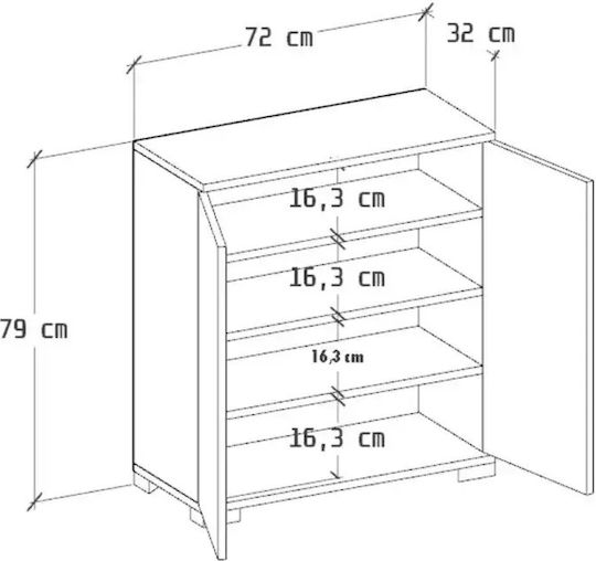 Μπουφές Ξύλινος Λευκός 72x32x79cm