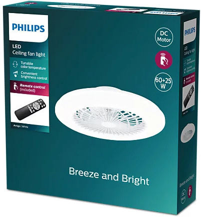 Philips Amigo Deckenventilator 48.5cm mit Leuchte Weiß