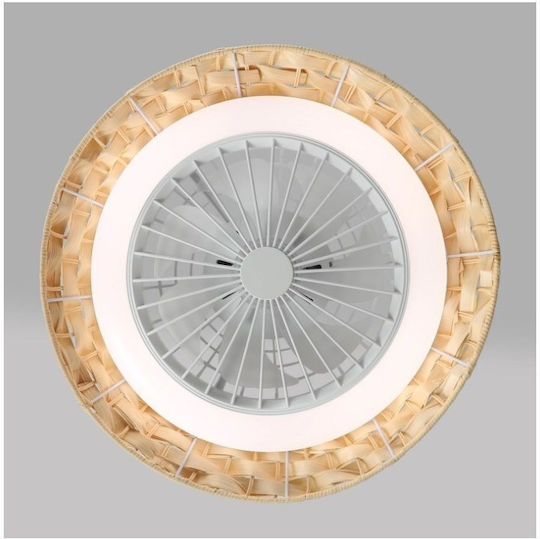 Aca Πλαφονιέρα 45cm με Φως Μπεζ / Καφέ