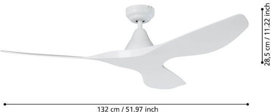 Eglo Portsea Deckenventilator 132cm mit Leuchte Weiß
