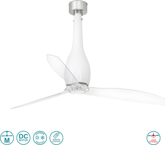Faro Barcelona Eterfan M 3000K Ceiling Fan 128cm with Light Fixture Matt White/Transparent