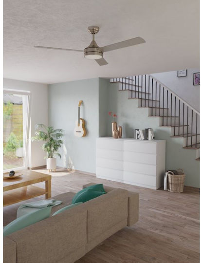 Eglo Sesimbra Ceiling Fan 132cm with Light Fixture Silver