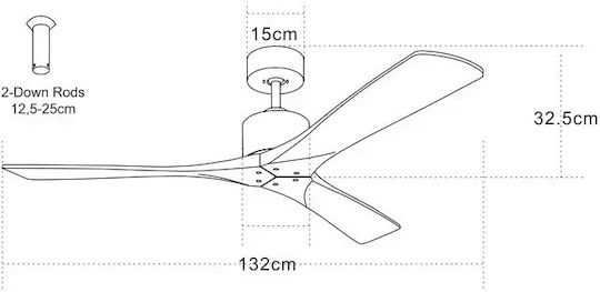 Zambelis Lights Ceiling Fan 132cm Brown