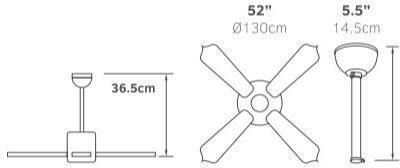 Lineme Deco Deckenventilator 132cm mit Leuchte Weiß