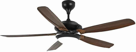Lineme Boda Ceiling Fan 130cm with Light Fixture Brown / Black