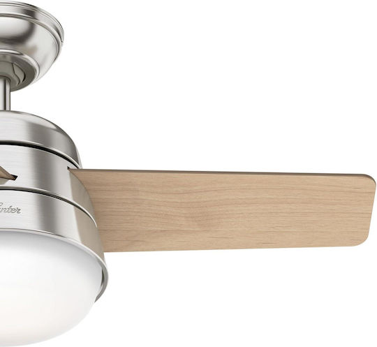 Hunter Finley Ceiling Fan 91cm With Light Brushed Chrome