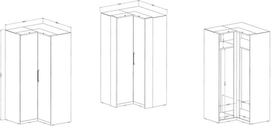 Двойна врата Гардероб Ъгъл Prime Естествено - бяло 109x63x217см