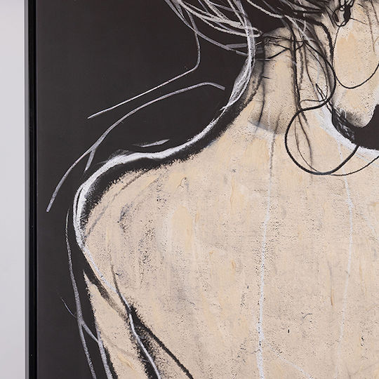 Canvas Painting Frame Woman Black Beige 100x140cm 812-10023 Estheti