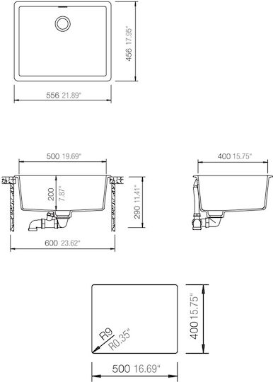 Schock Cristalite Undermount Kitchen Sink from Liquid Granite 55.6x45.6cm Beige