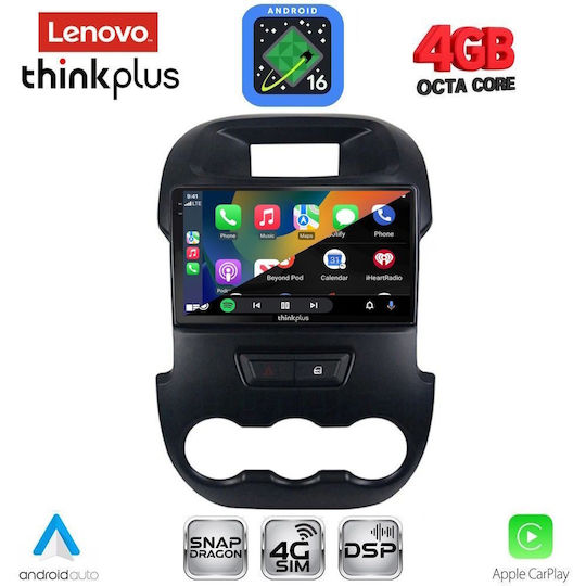 Lenovo Sistem Audio Auto pentru Ford Ranger 2011-2015 Bluetooth USB Wi-Fi GPS Apple CarPlay Android Auto cu Ecran Tactil 9"